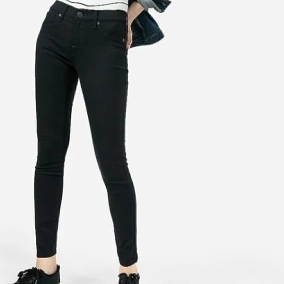 Express Jeans Mid-Rise Legging Skinny Leg Stretch Raw Fray Hem Distressed Hem - Picture 1 of 9